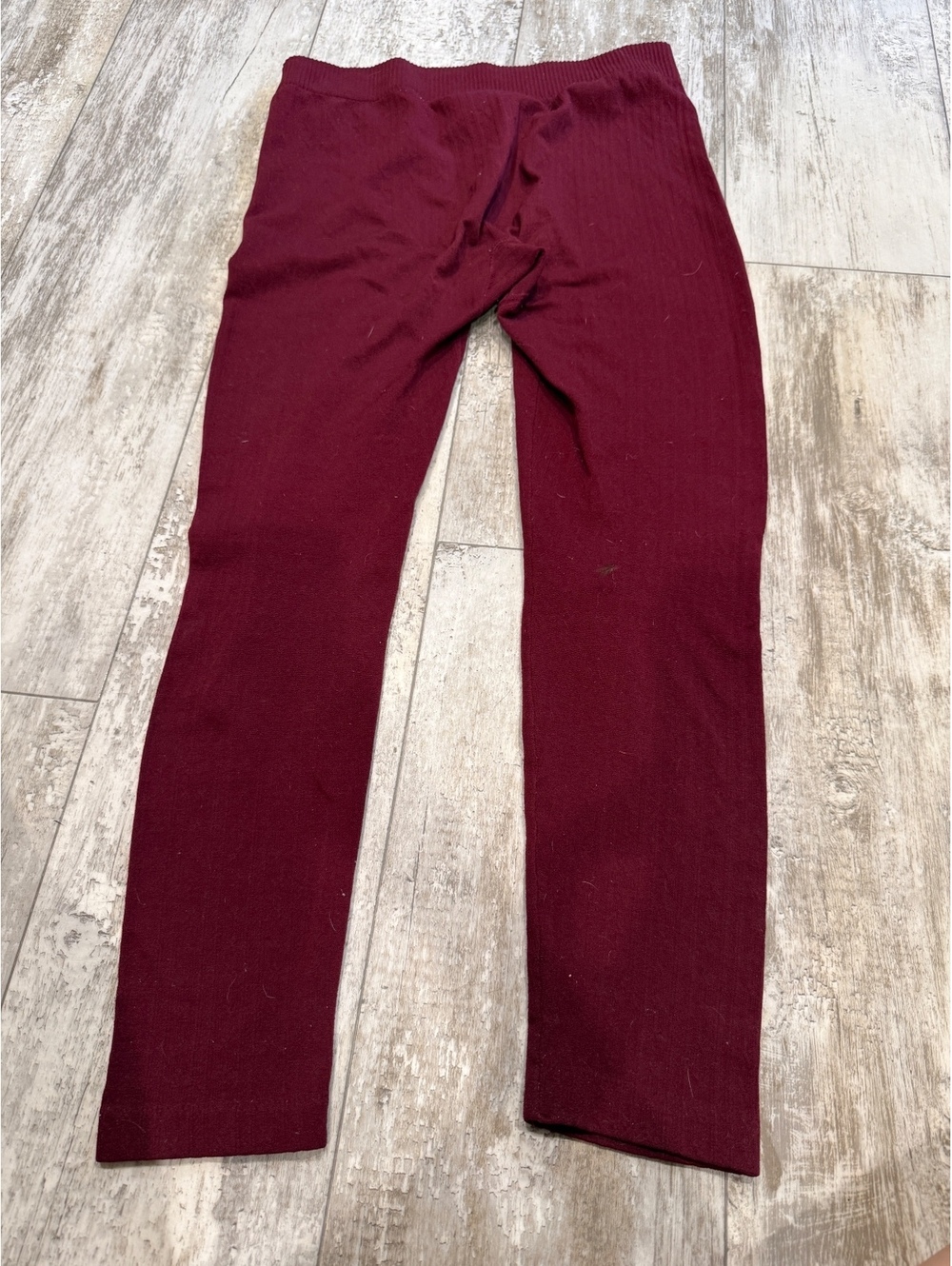 Faded Glory L 12-14 Burgundy Ribbed Leggings Y2K Lounge